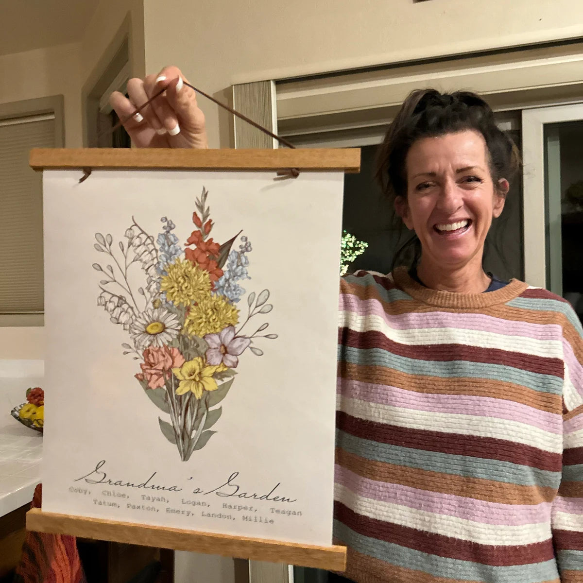 Custom Birth Month Flower Bouquet Print | Personalized Gift for Mom, Grandma, or Mother In Law | Mother’s Day Keepsake Wall Art