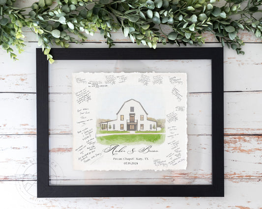 Solid Rock Design Co's Signature Custom Hand-Torn Paper - Wedding Guest book Alternative - Watercolor Venue Print