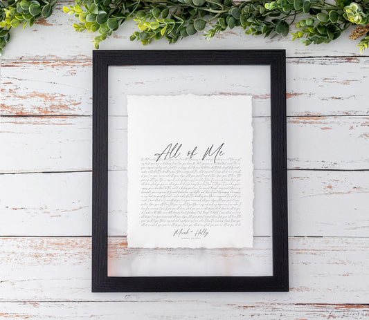 Custom Song Lyrics Print – Deckled Edge Paper Keepsake