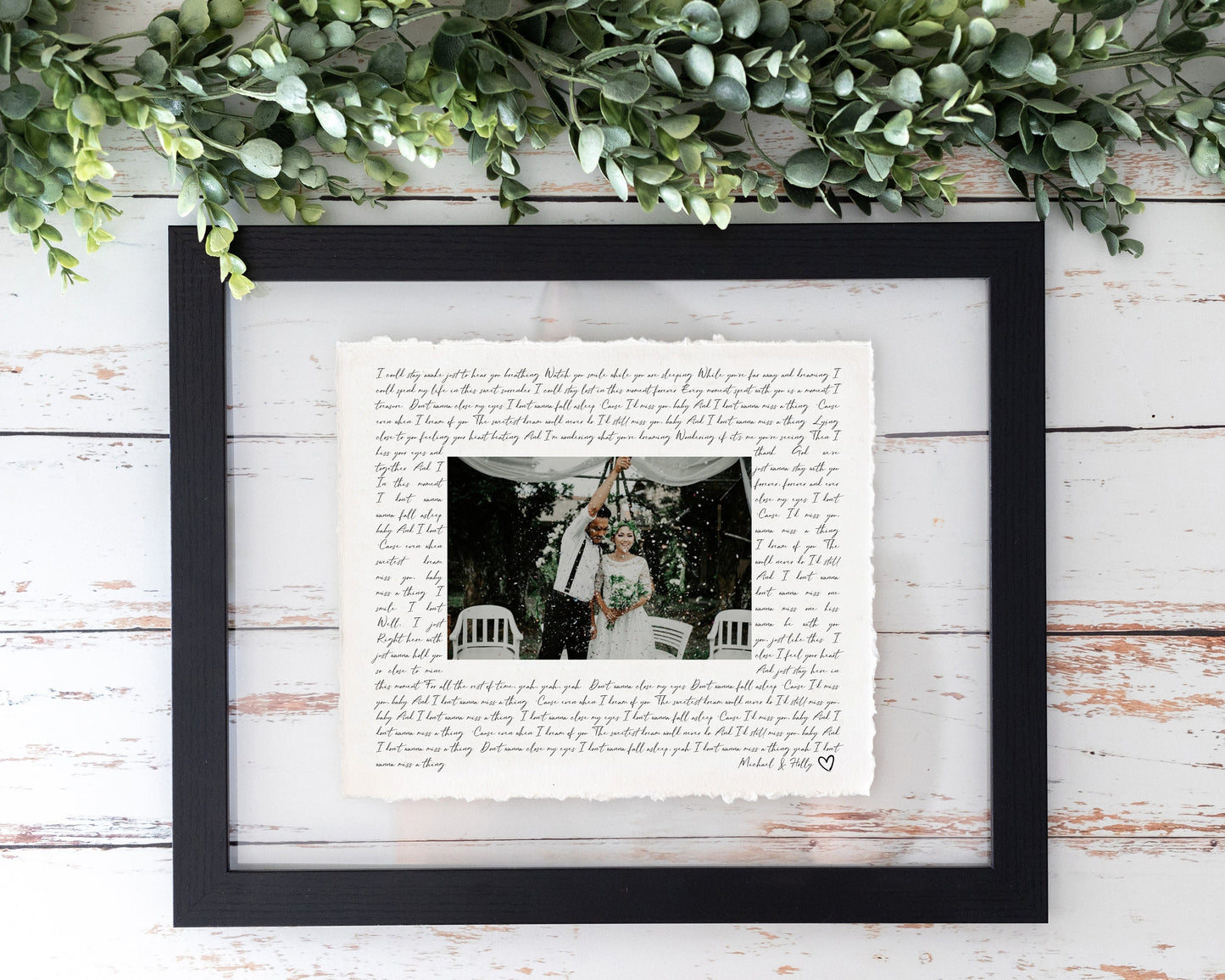 Custom Wedding Song Lyric Print with Photo – First Anniversary Gift for Him or Her